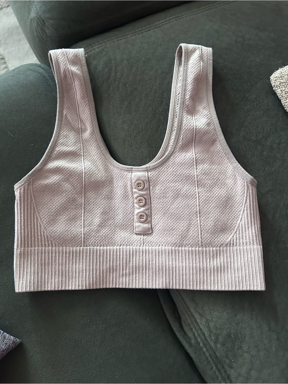 Women's Tan Ribbed Sports Bra
